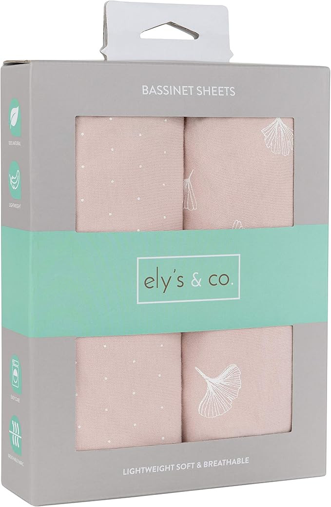 Ely’s & Co. Bassinet Sheet 2-Pack — Combed, 100% Jersey Cotton for Baby Girl — Rosewater Pi... | Amazon (US)