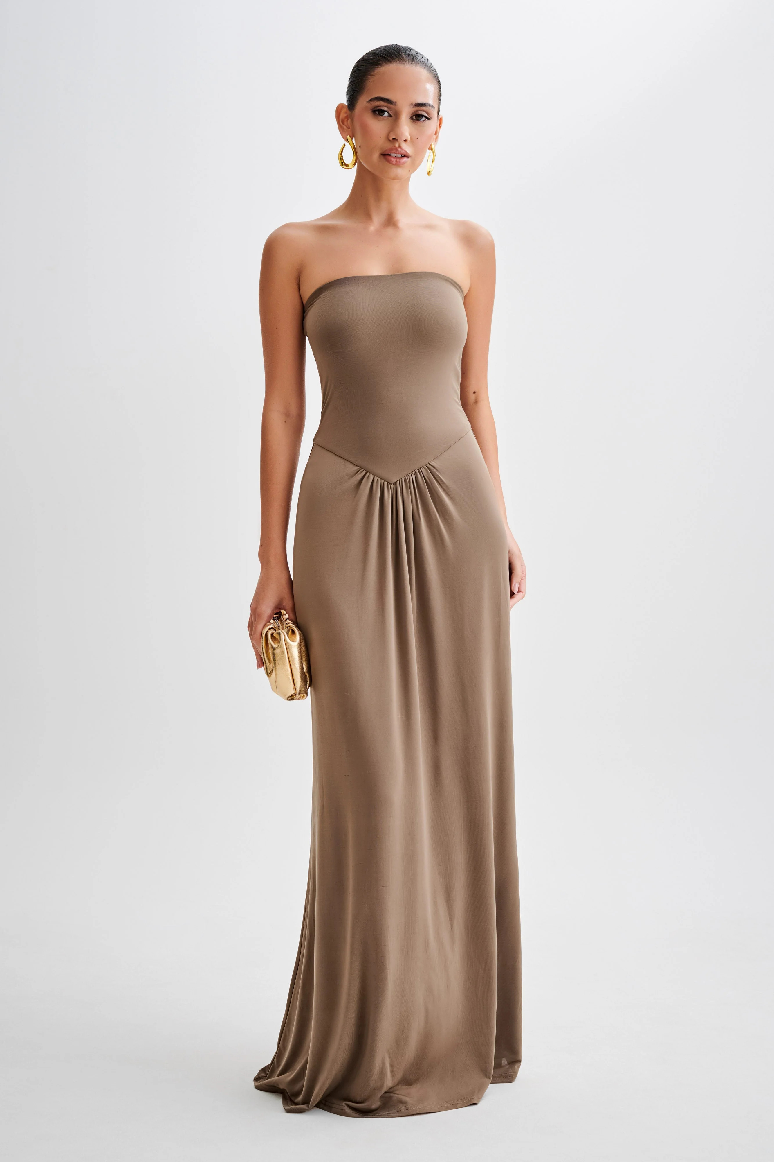 Ruby Strapless Slinky Maxi Dress - Coco | MESHKI US