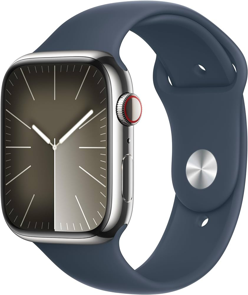 Apple Watch Series 9 [GPS + Cellular 45mm] Smartwatch with Silver Stainless Steel Case with Storm... | Amazon (US)