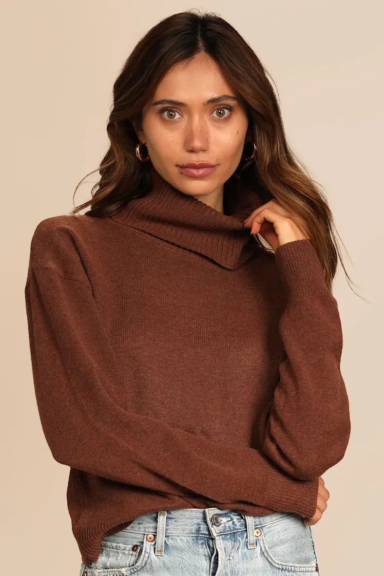 Amazing Memories Brown Turtleneck Sweater | Lulus
