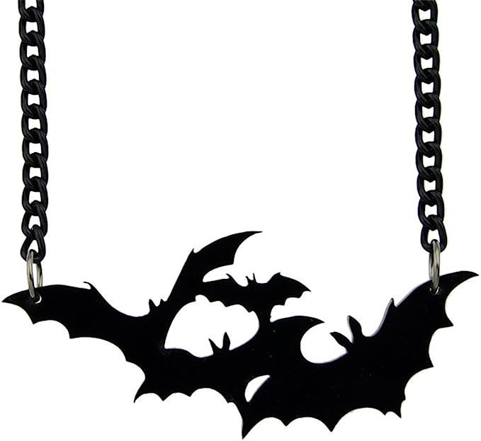 MUZHE Multiple Black Bat Pendant Cool Animal Group Necklace Fashion Holloween Gift | Amazon (US)