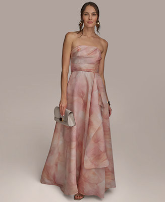 Donna Karan New York Women's Floral Print Strapless Ball Gown - Macy's | Macy's
