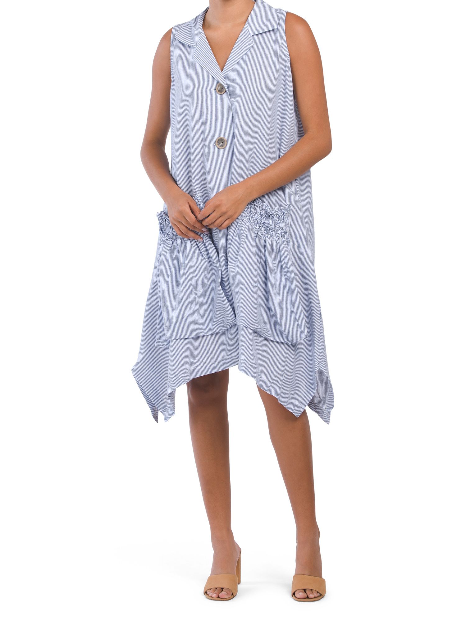Linen Blend Button Front Pocket Shirt Dress | TJ Maxx