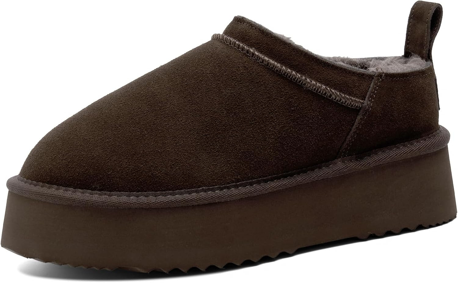 Genuine Suede Slippers for Women Slip On Cozy Platform Mini Snow Boots | Amazon (US)
