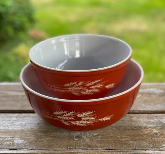 Pyrex Autumn Harvest Wheat Nesting  Bowls Set of 2, 403 and 404 | Etsy (US)