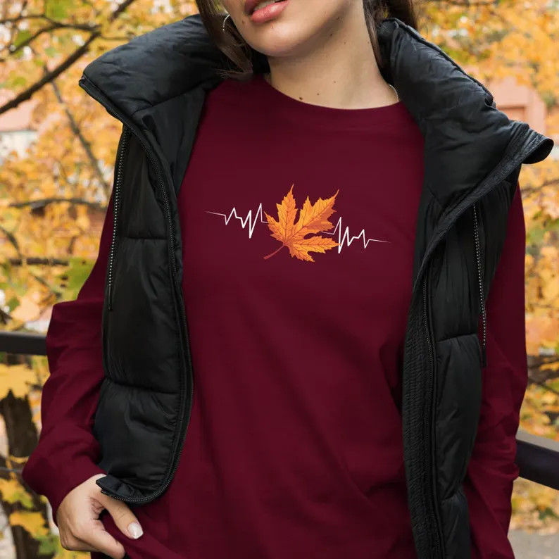 Fall Has My Heart Long Sleeve Tee, Autumn Colors Tee, Autumn Bliss, Cute Fall Shirts, Autumn Shir... | Etsy (US)