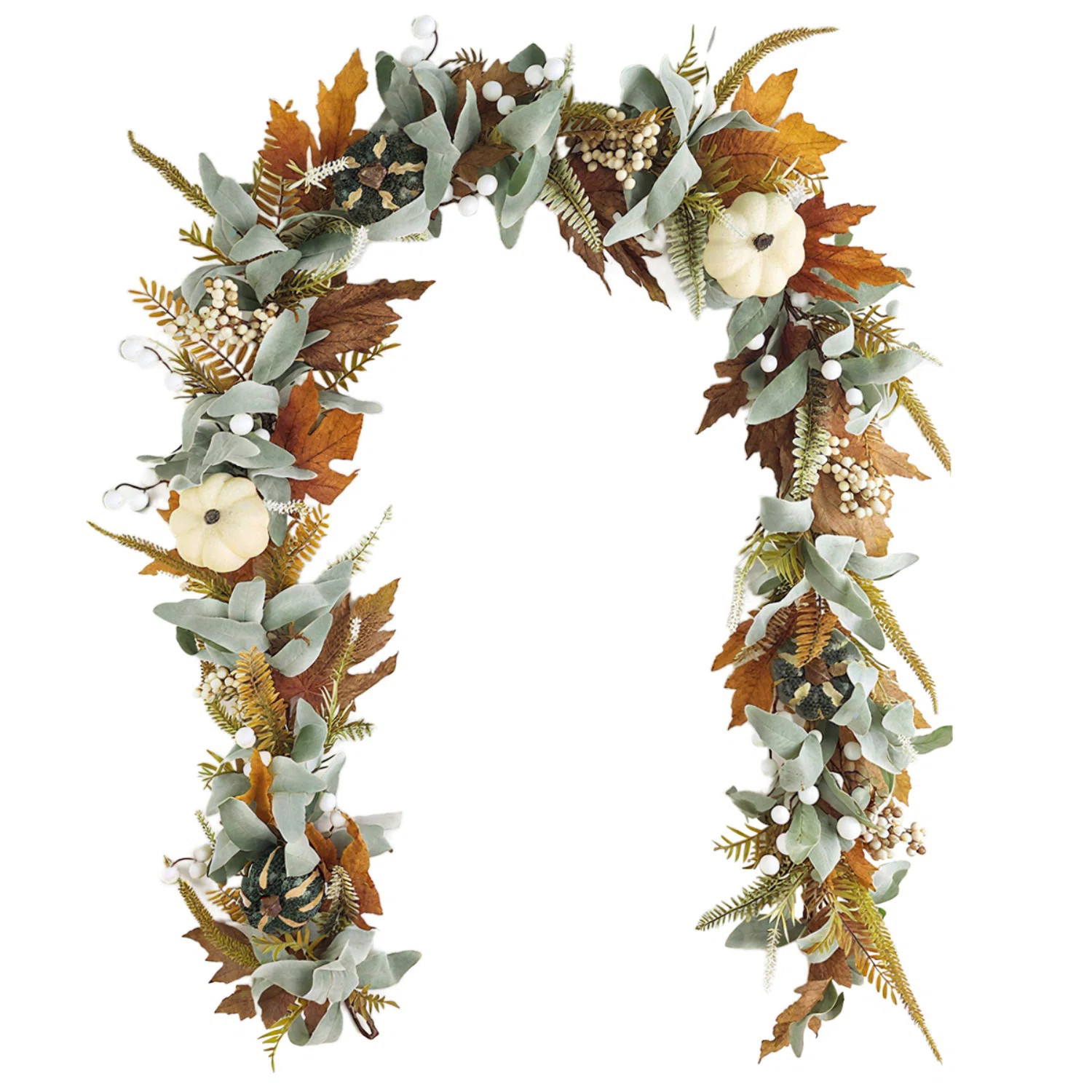Fall Maple Leaf Garland Hanging Vine  Artificial Berries Sunflower Pumpkin Autumn Decoration For Wedding Party Thanksgiving Dinner Fireplace Door Fram | Wayfair North America
