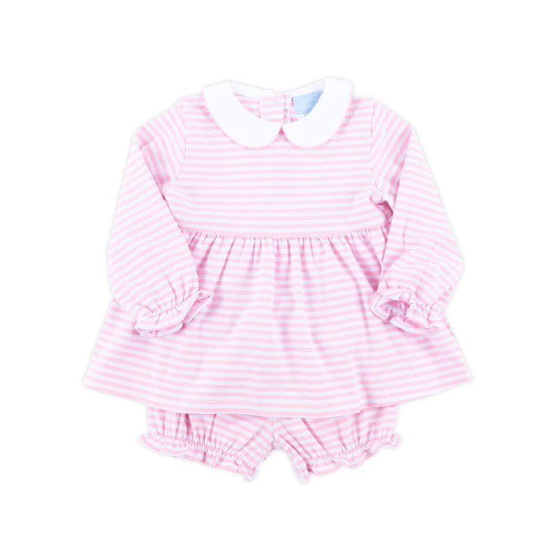 Pink Stripe Peter Pan Collar Bloomer Set | Classic Whimsy