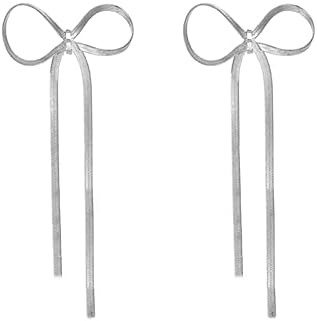 Bow Drop Dangle Earrings for Women, Long Tassel Chain Earrings Wedding Statement Earrings | Amazon (US)