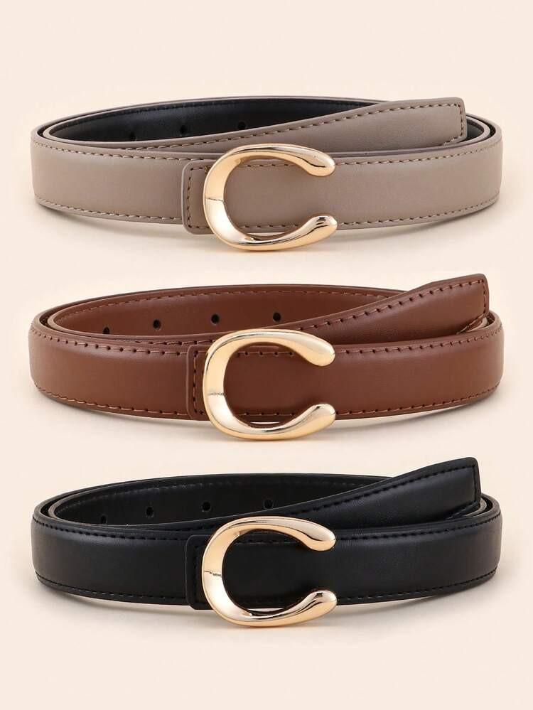 Letter Decoration Alloy Buckle Women's Casual Commuter & Streetwear Fashion Versatile Belt Summer, School Fall, Autumn, Halloween | SHEIN