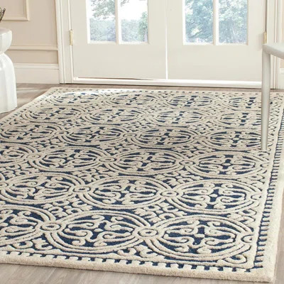 Martins Navy / Ivory Area Rug Rug Size: Rectangle 7' x 9' | Wayfair North America