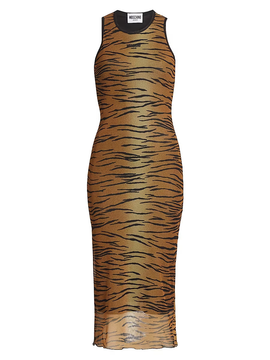 Women's Tiger Stripe Sheer Body-Con Dress - Multi Brown - Size 8 | Saks Fifth Avenue