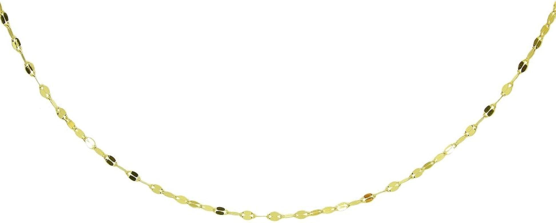 Hoops & Loops 14K Yellow Gold Italian Chain Hammered Mariner Dainty Choker Necklace | Amazon (US)