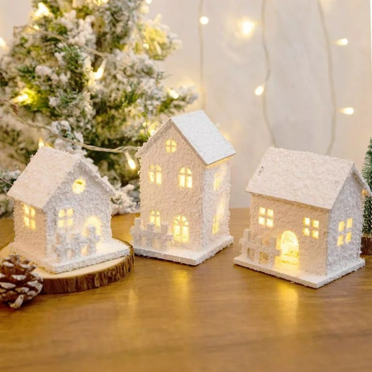 Mini Christmas Wooden House LED Farmhouse Snow View Ornament Christmas Indoor Decor Town Xmas Lig... | Walmart (US)