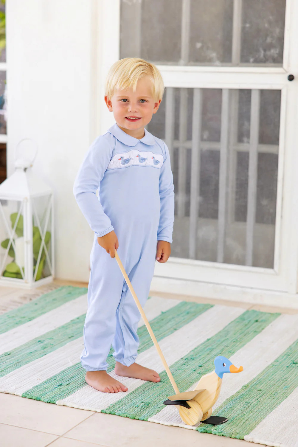Rigsby Romper - Buckhead Blue with Duck Smocking | The Beaufort Bonnet Company