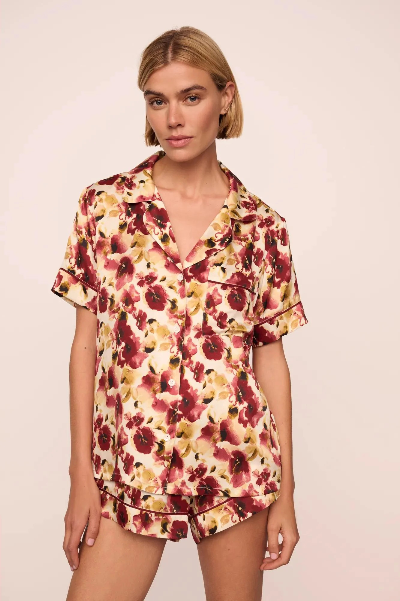 Eberjey x  Lily Aldridge - Inez Washable Silk Printed Short PJ Set | Eberjey