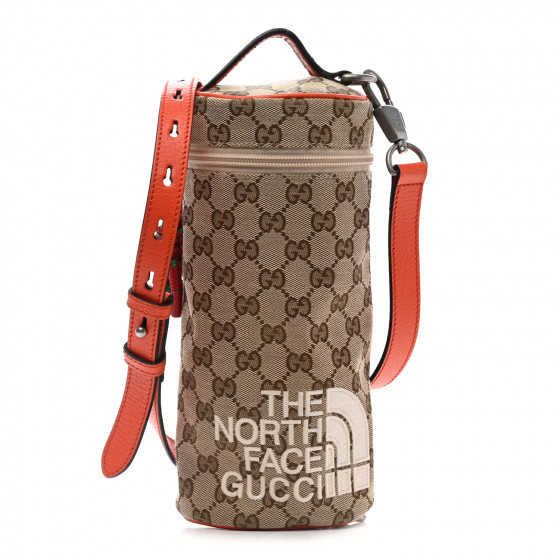 GUCCI X THE NORTH FACE Monogram Shoulder Bag Beige Mystic White Deep Orange | Fashionphile