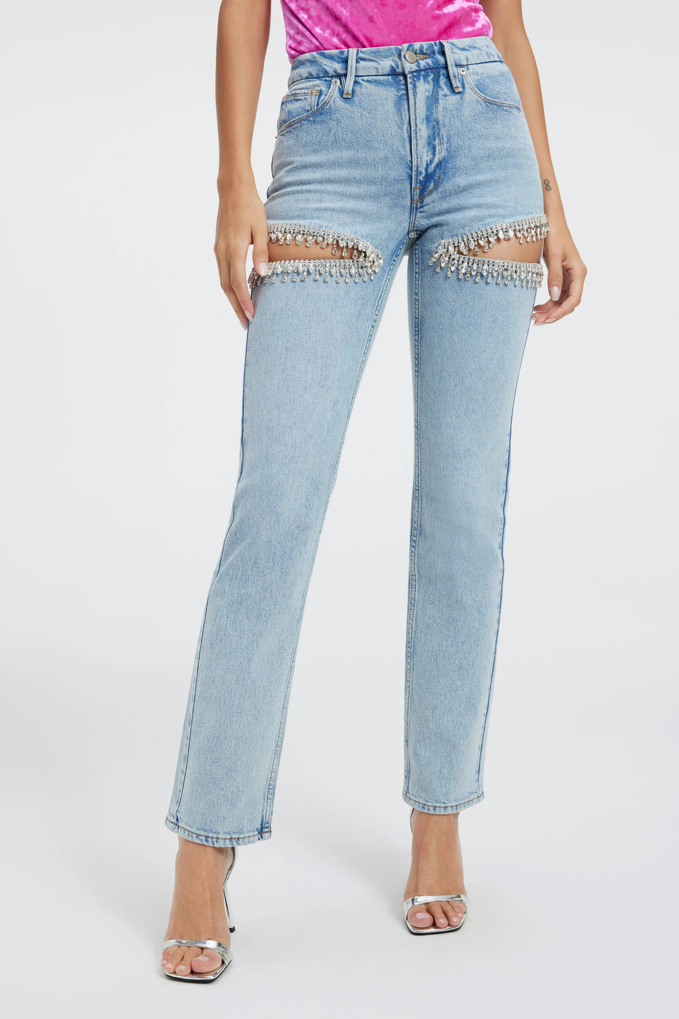 GOOD ICON DIAMOND CUTOUT JEANS | BLUE813 | Good American