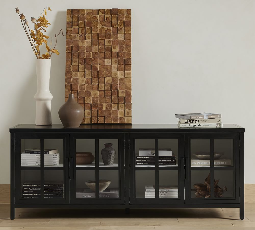 Maverick Media Console with Glass Cabinets | Pottery Barn (US)