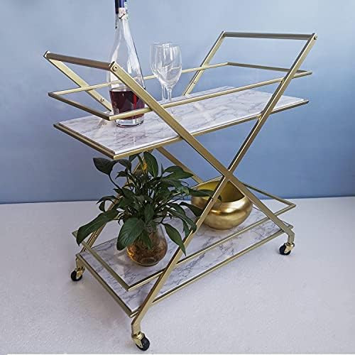 RAODIK Kitchen Trolley bar Service Trolley Table Service Trolley with Lockable Wheels Household Meta | Amazon (US)