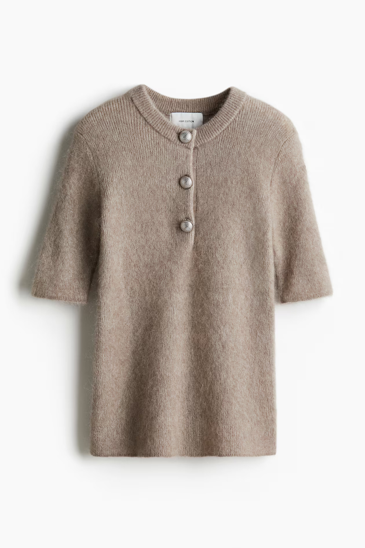 Mohair-blend button-detail top - Beige - Ladies | H&M GB | H&M (UK, MY, IN, SG, PH, TW, HK)
