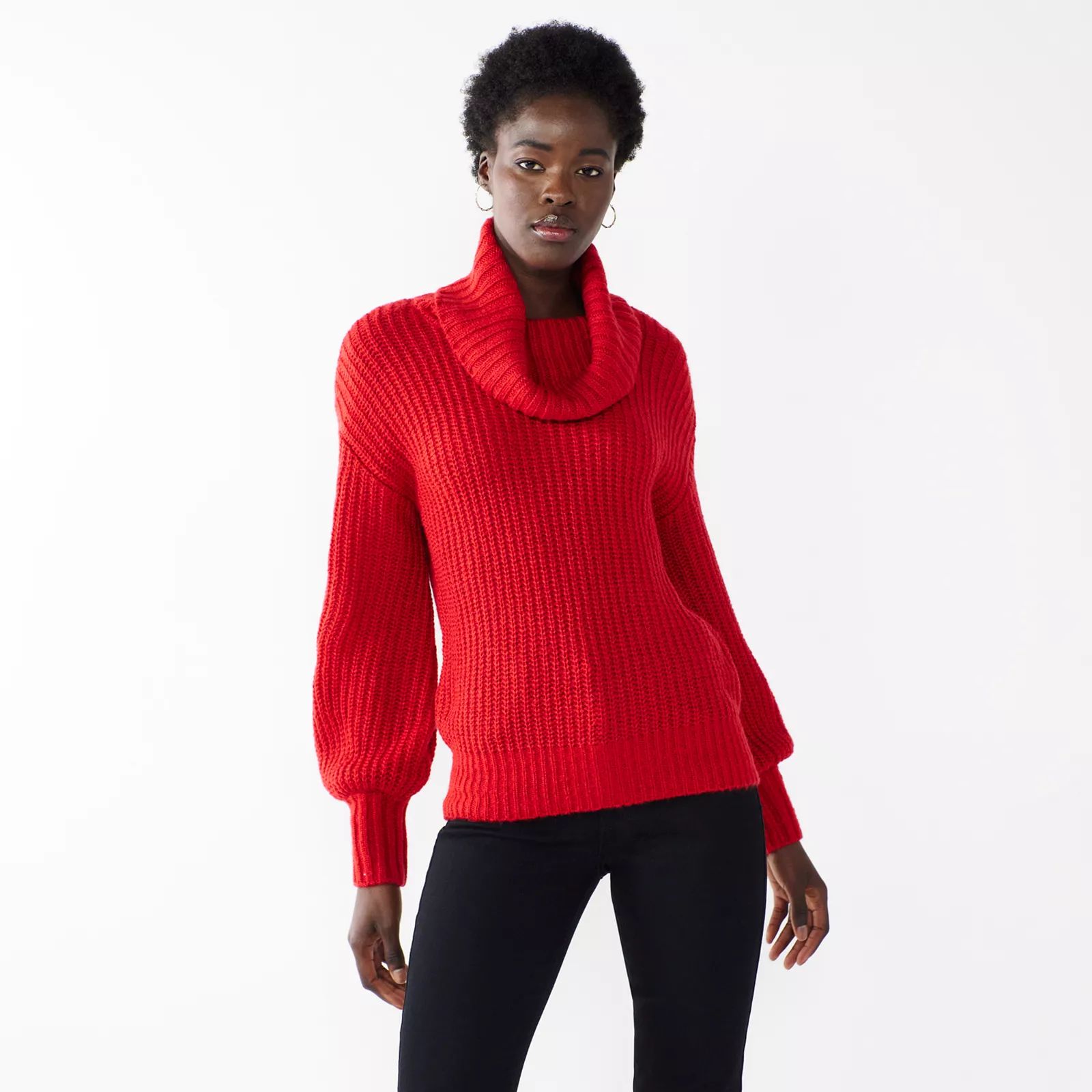 Women's Nine West Cropped Cowlneck Sweater, Size: Small, Red | Kohl's