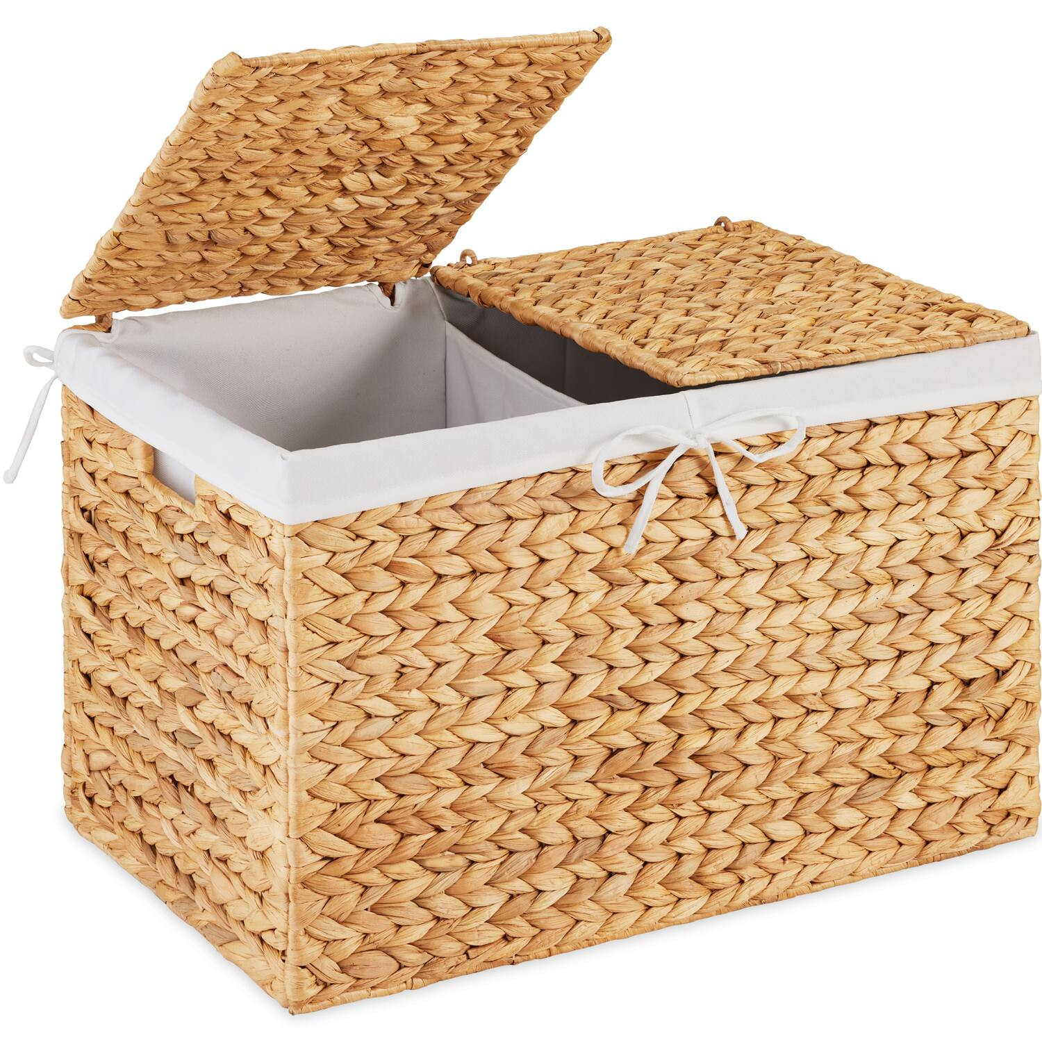Best Choice Products - Large Storage Basket w/ Separate Lid, Washable Sectioned Liner Bag - Natural | Best Buy U.S.