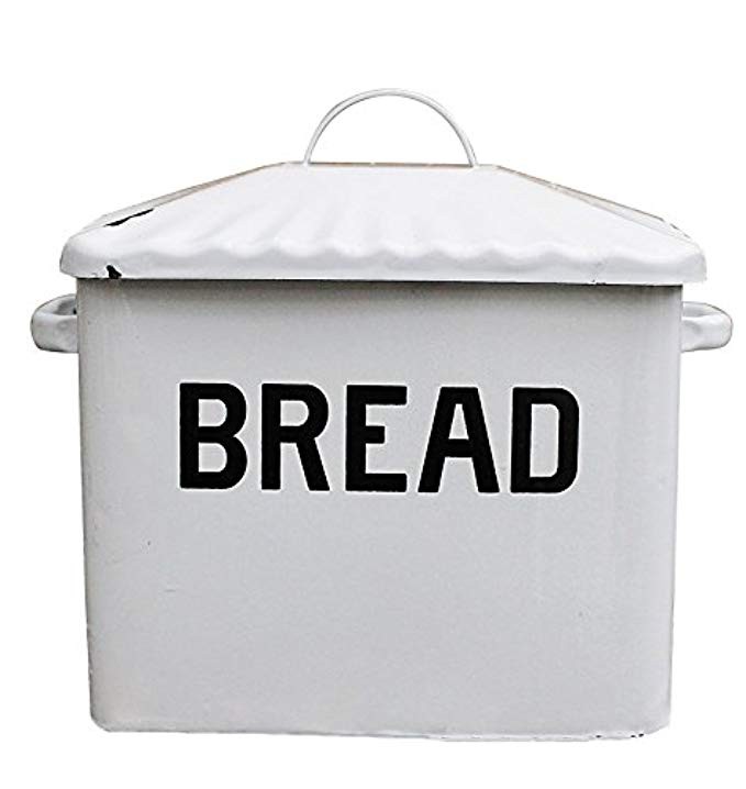Creative Co-op DA1987 Distressed White"BREAD" Box with Lid | Amazon (US)