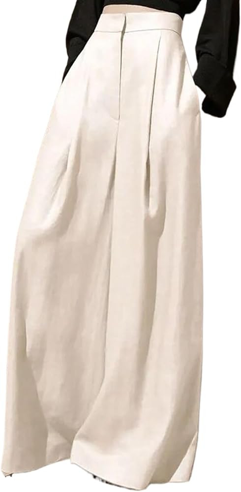 Woman Wide Leg Trousers Loose Baggy High Waist Solid Streetwear Casual Korean Pants for Women | Amazon (US)
