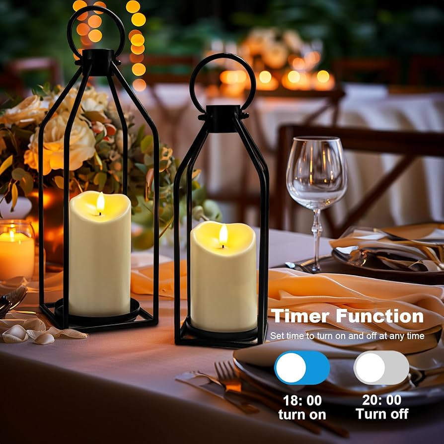Homemory Modern Farmhouse Lantern Decor with Waterproof Flameless Candle & Remote Timer, 2PCS Bla... | Amazon (US)