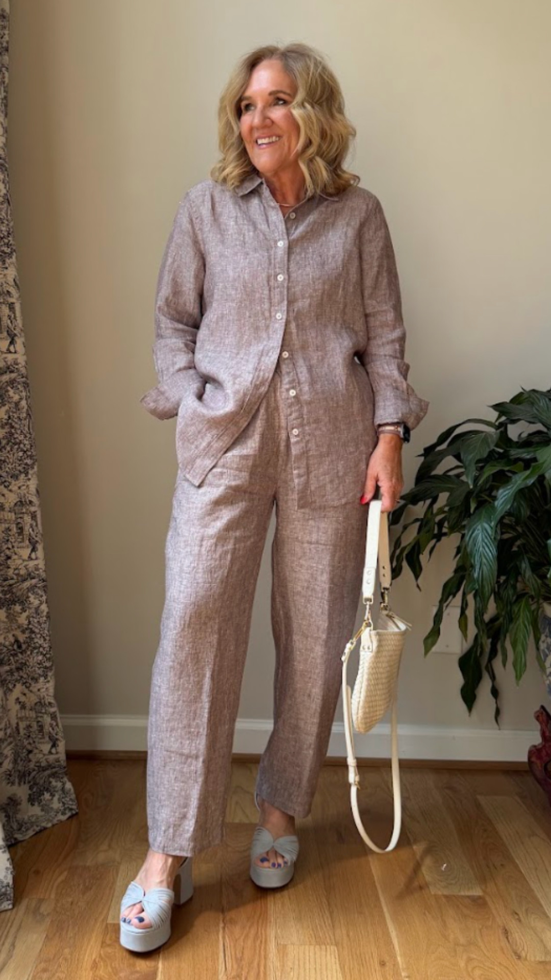 Matching linen sets are one of my favorite ways to look effortlessly put together in the summer 🫶🏻

This neutral set is lightweight, breathable, and so easy to style for travel, brunch, casual dinners, or everyday wear. Paired it with platform sandals and a woven bag for that relaxed elevated look.  

 #LTKootd #LTKOver40 #LTKSaleAlert