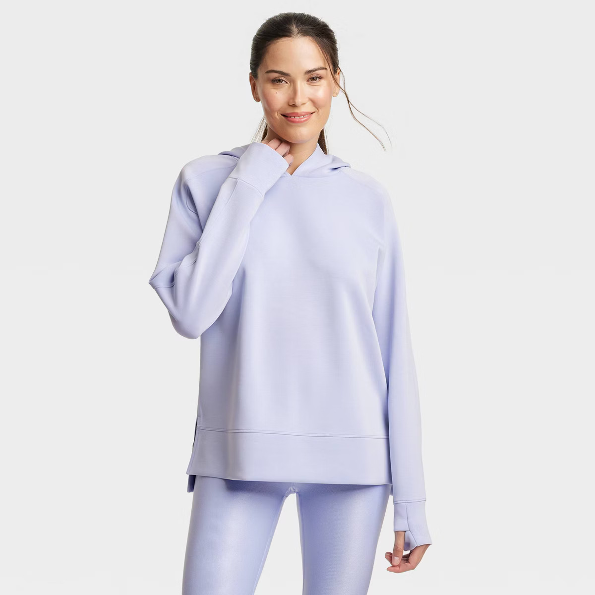 Women's Airy Sleek Legging Friendly Hooded Sweatshirt - All In Motion™ Periwinkle Blue S | Target
