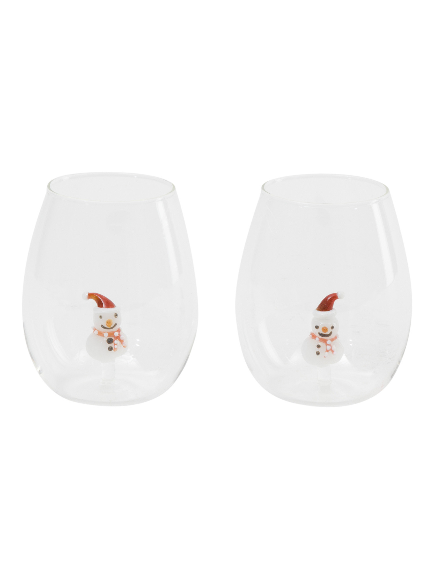 Set Of 2 Figural Snowman Stemless Glasses | TJ Maxx