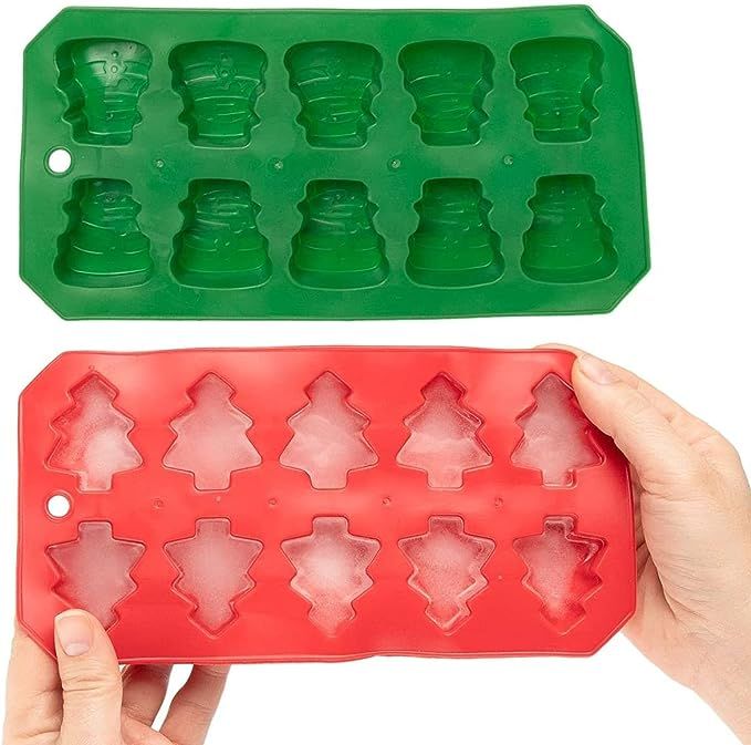 Holiday Ice Cube Trays, Candy Molds, Jell-O Molds, Ice Pop Molds 2 pack (Christmas tree shaped) (... | Amazon (US)