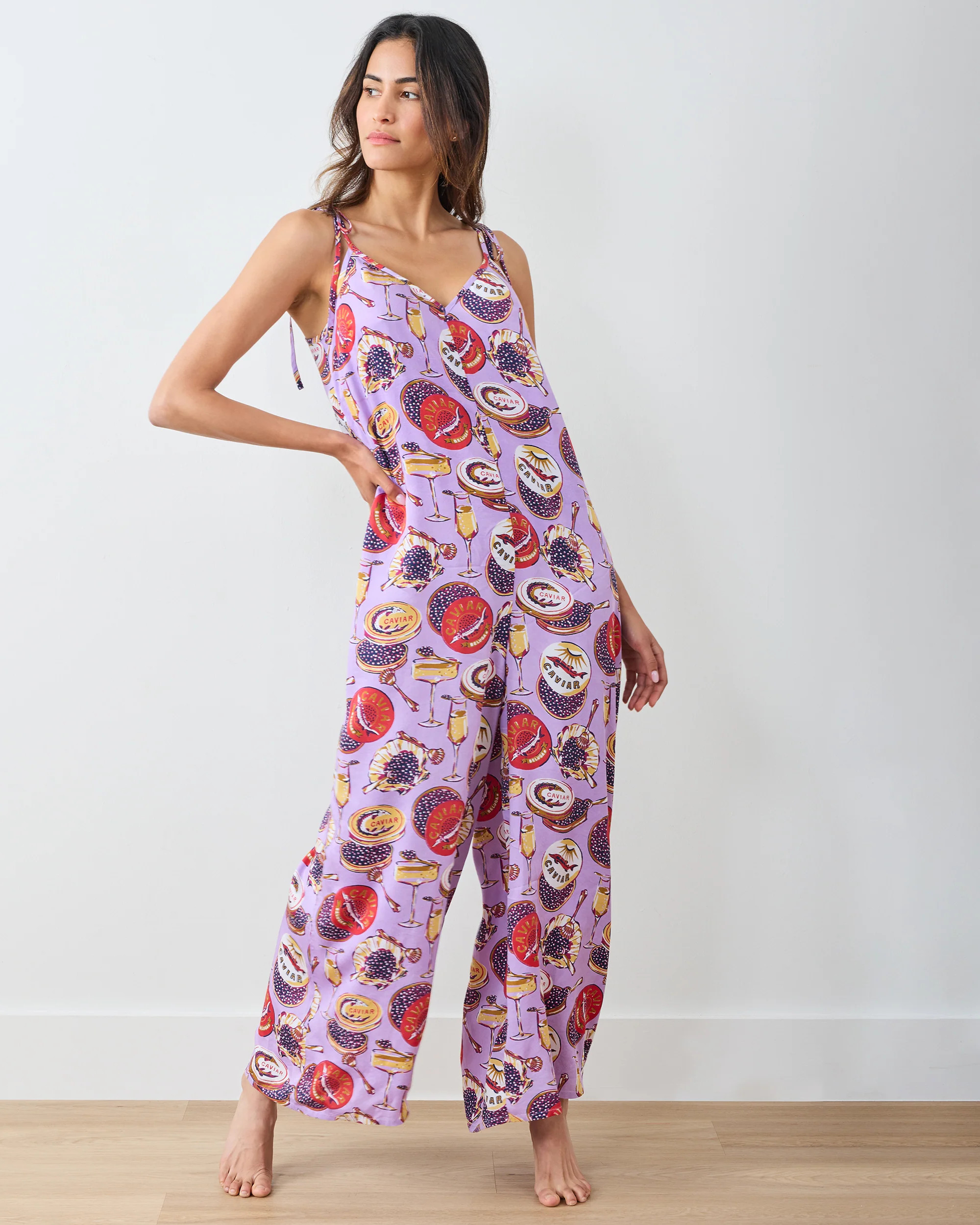 Champagne & Caviar - Eco Satin Jaipur Jumpsuit - Lavender Spritz | Printfresh