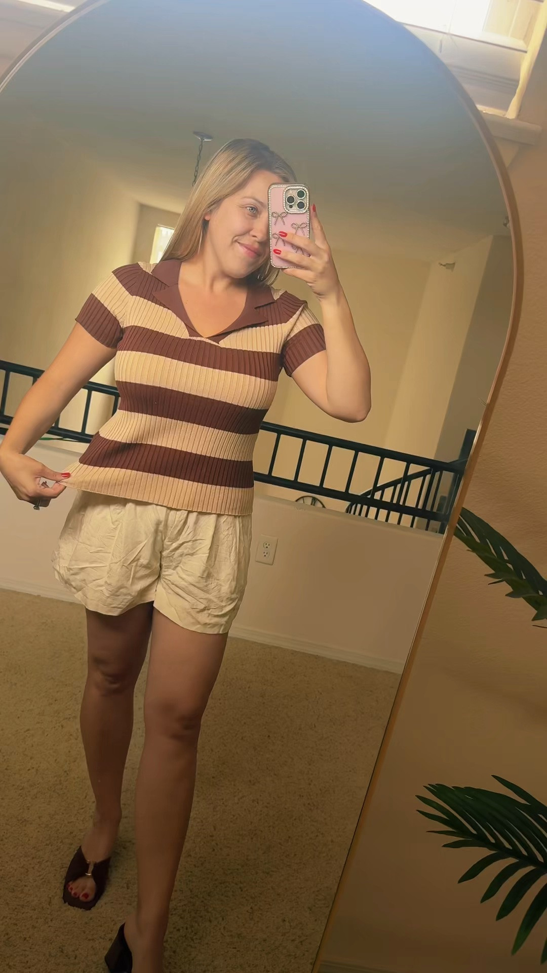 Short sleeve top with collar for summer
Summer tops for fuller bust
Striped tshirt
Summer fashion 
Summer casual outfit ideas

#LTKootd #LTKSeasonal #LTKWorkwear