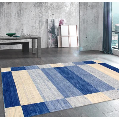 Gramercy Hand-Loomed Silk/Wool Blue Area Rug | Wayfair North America