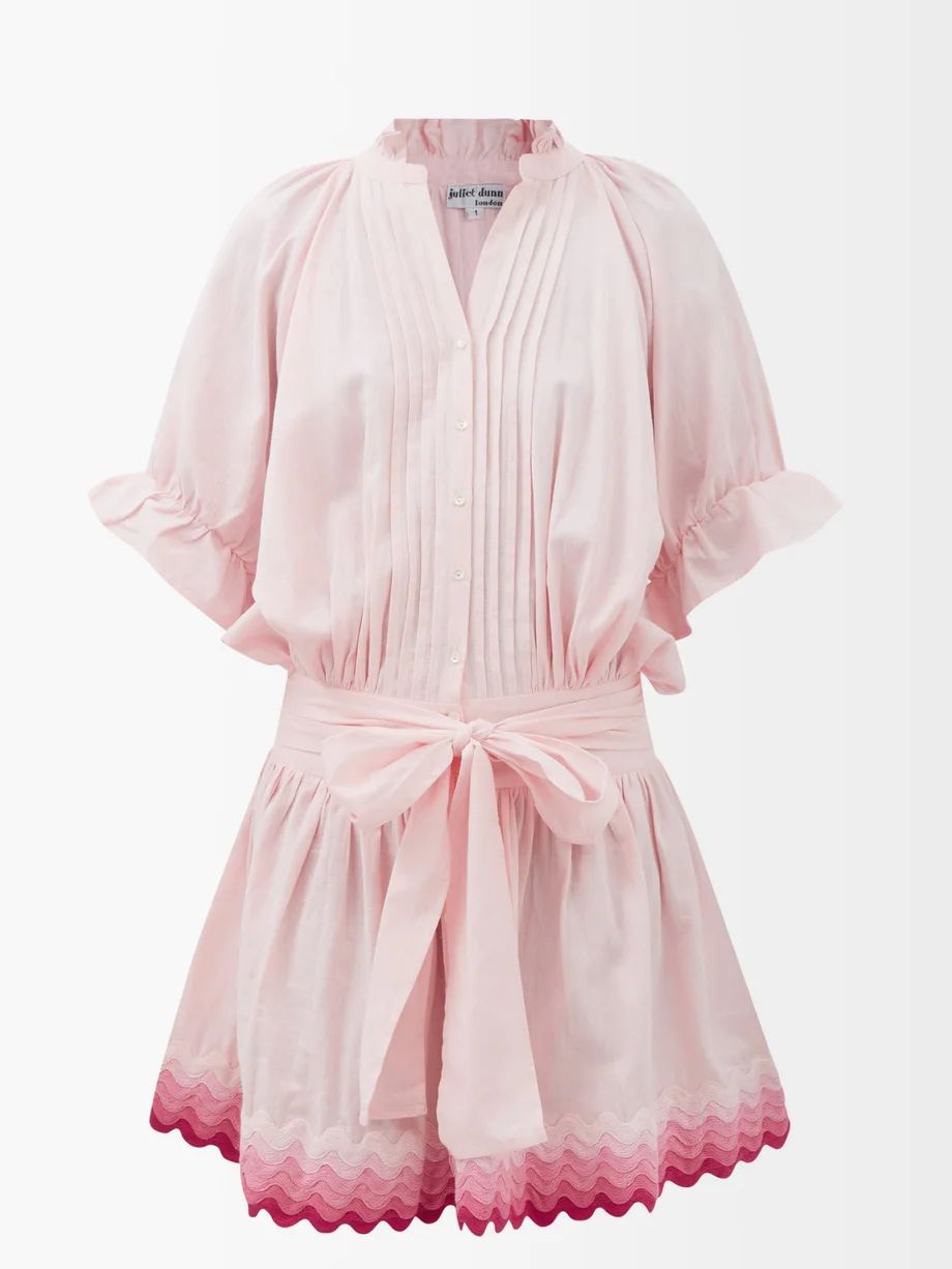 Ruffled rick-rack-trim cotton mini dress | Juliet Dunn | Matches (UK)