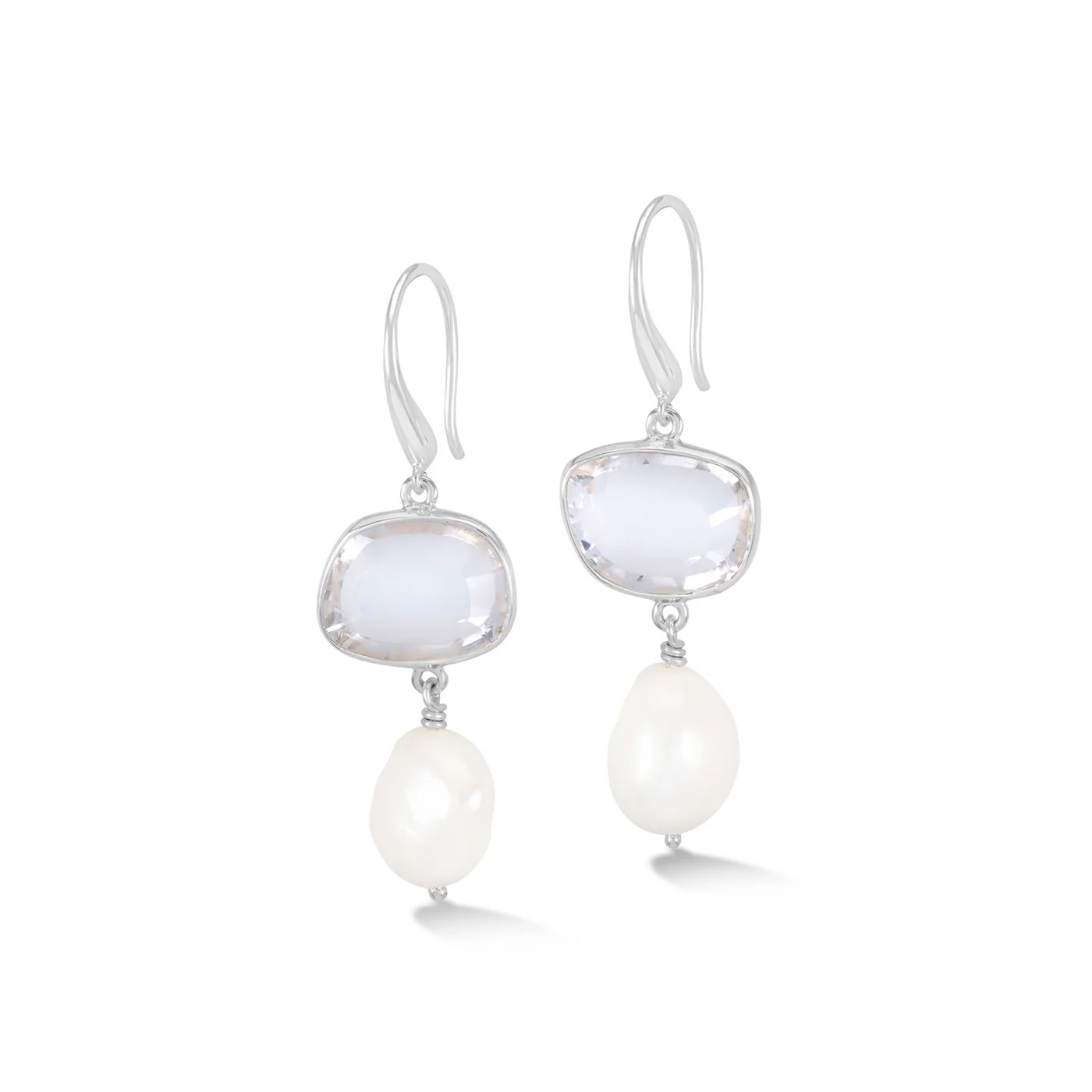 Rock Crystal Pebble & Pearl Drop Earrings | Dower & Hall (Global)
