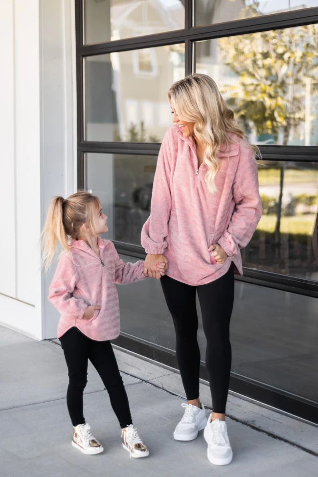 Around The Clock Mauve Quarter Zip Sherpa Pullover FINAL SALE | The Pink Lily Boutique