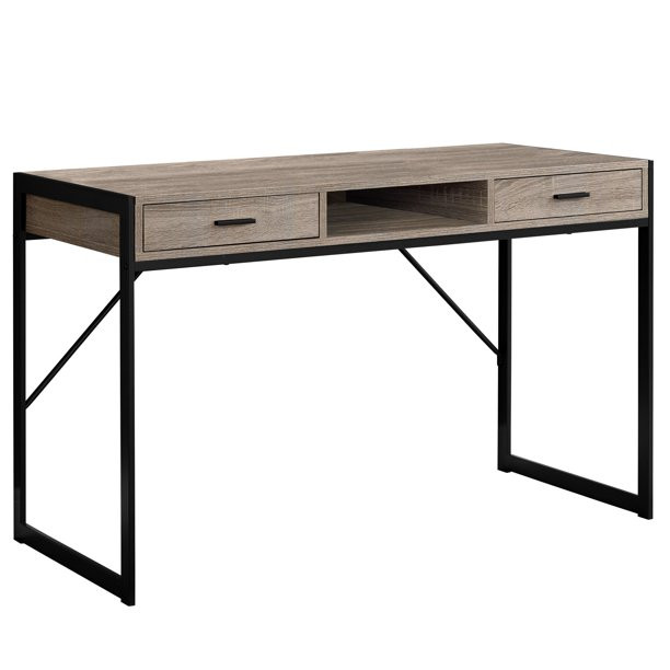 COMPUTER DESK - 48"L / DARK TAUPE / BLACK METAL | Walmart (US)