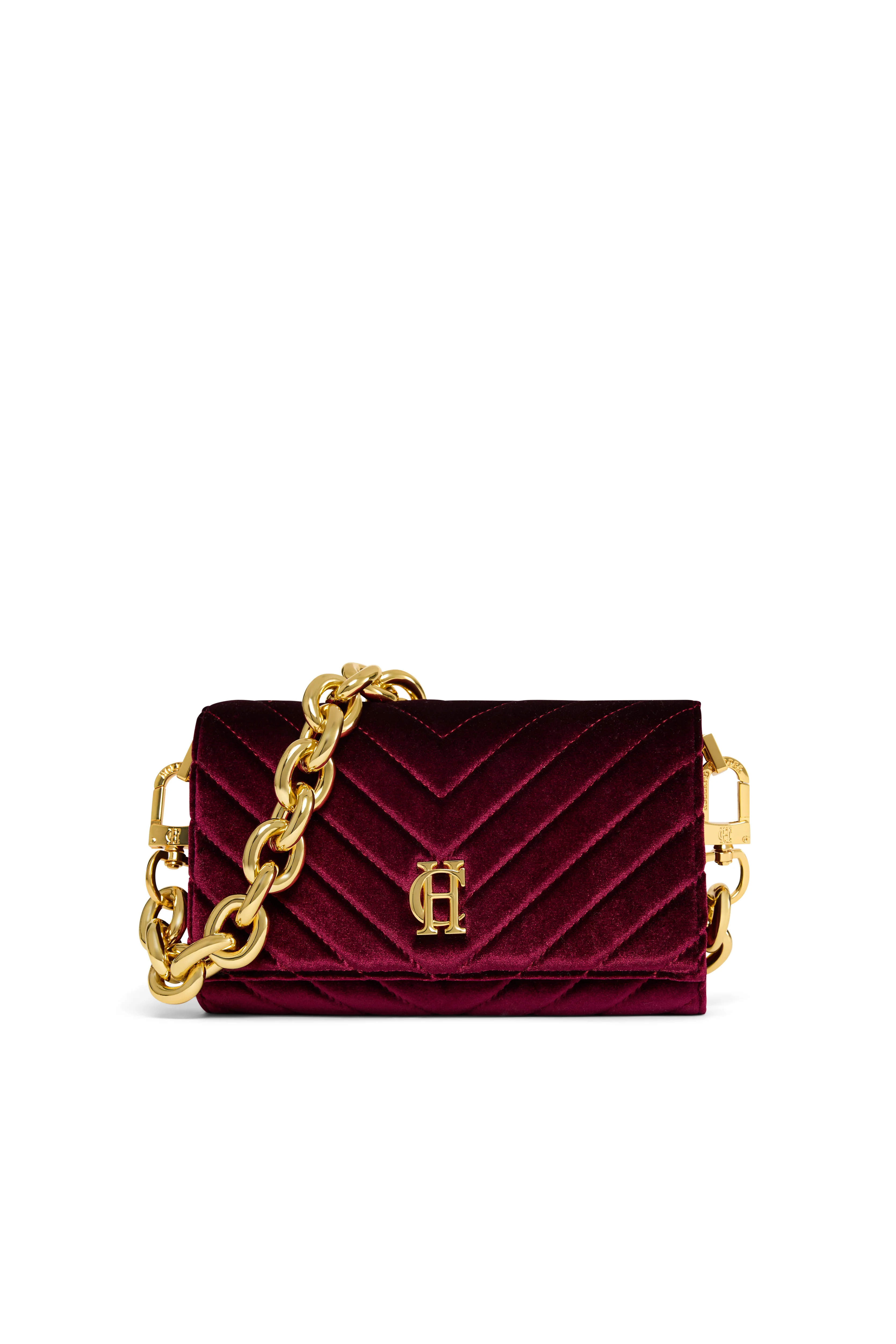 Belgravia Clutch Bag (Merlot Velvet) | Holland Cooper