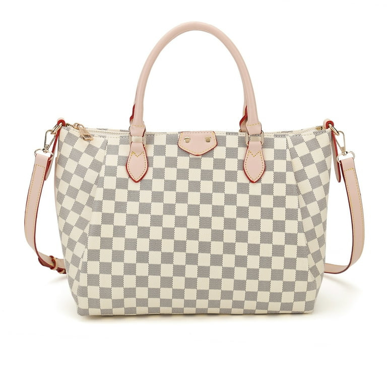 RICHPORTS White Checkered Handbags Leather Shoulder Tote bag Cross body Strap - White Christmas g... | Walmart (US)