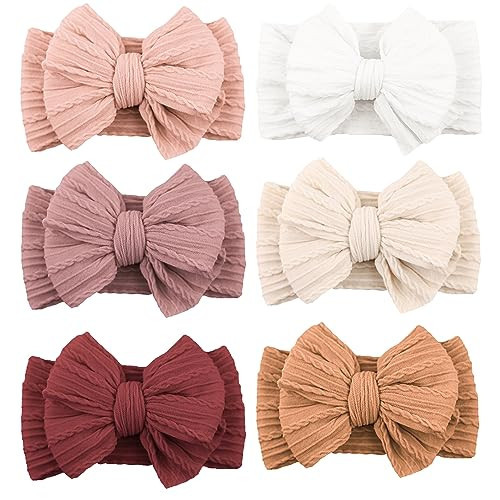 Niceye Handmade Baby Headbands Soft Stretchy Nylon Hair Bands with Bows for Newborn Infant Baby Toddler Girls | Amazon (US)