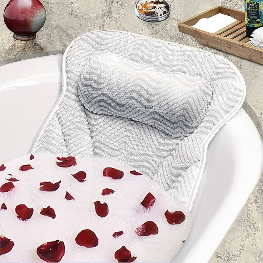 Bath Pillow for Tub, Luxury Bathtub Pillow for Tub Neck and Back Support, 4D Air Mesh Spa Tub Pil... | Amazon (US)