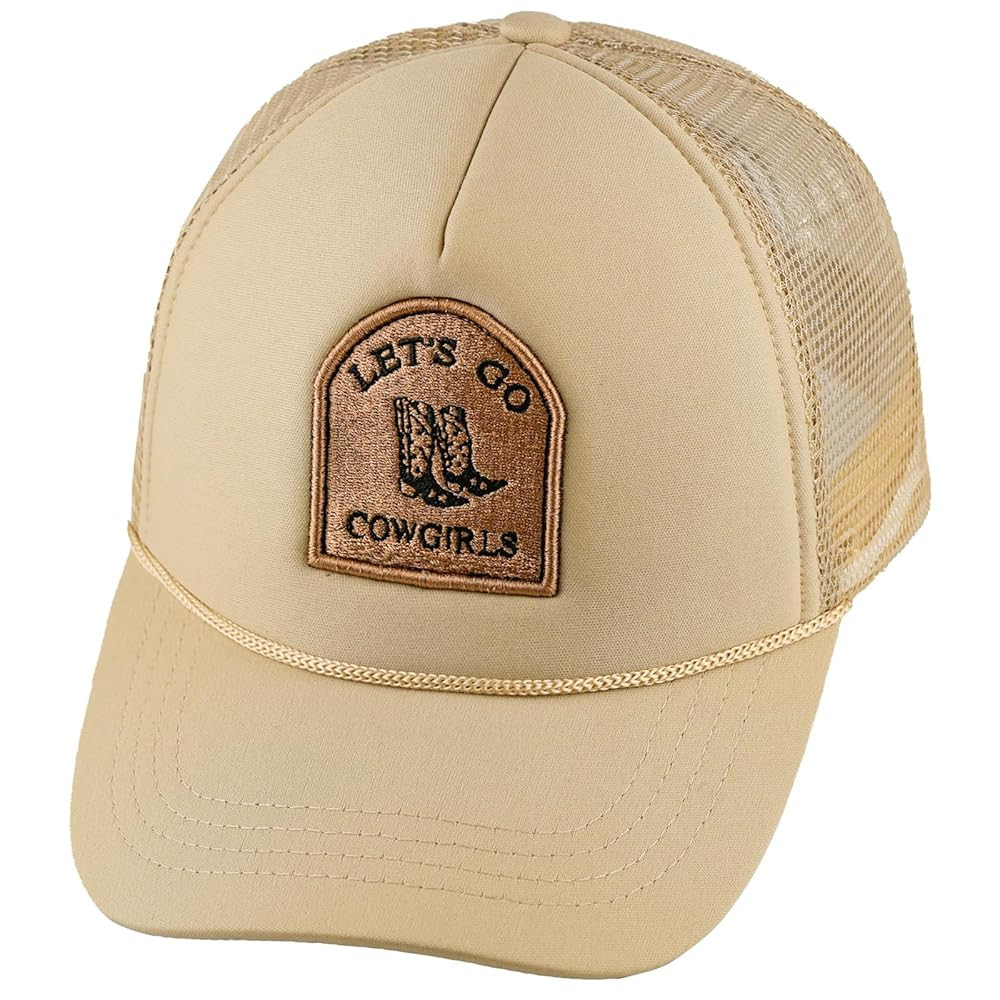 Let's Go Cowgirl Trucker Hat High Crown Foam Mesh Patch Trucker Hat with Snap Back Detailed with ... | Amazon (US)