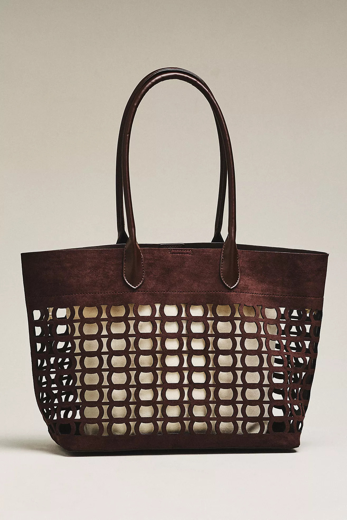 By Anthropologie Perforated Slouchy Faux Suede Tote | Anthropologie (US)