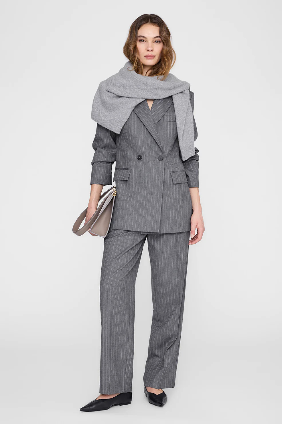 Tiphaine Blazer - Light Grey Pinstripe | Anine Bing