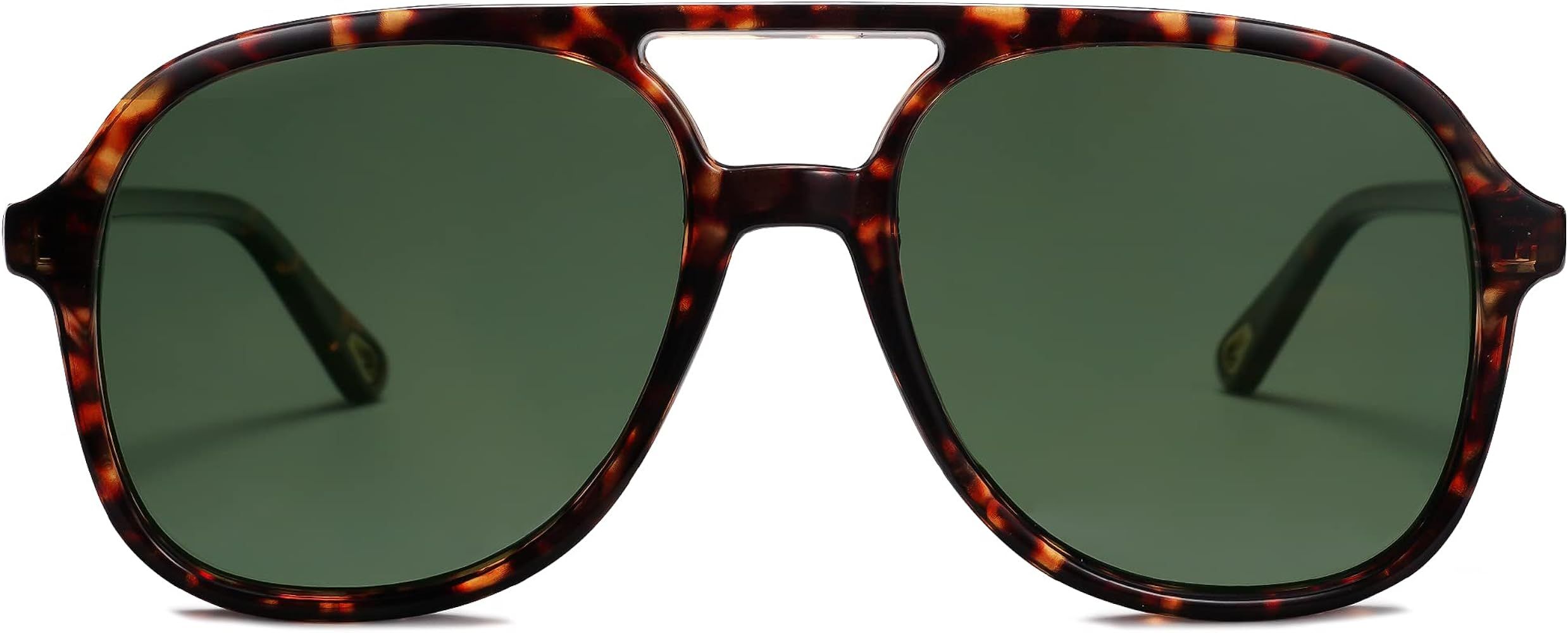 Amazon.com: SOJOS Retro Square Polarized Aviator Sunglasses Womens Mens 70s Vintage Double Bridge... | Amazon (US)