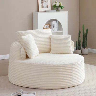 Modern Round Lounge Chair with Premium Corduroy Upholstery, High-Density Foam, and No-Assembly Design for Ultimate Comfort and Convenience | Wayfair North America